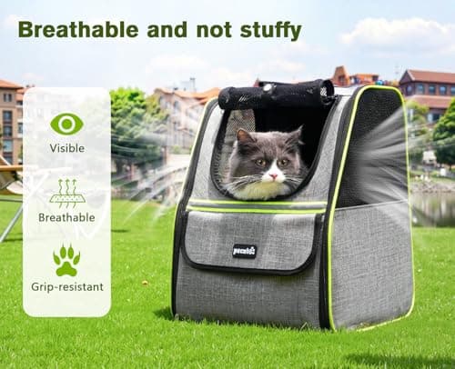 Pecute Cat Backpack Carrier, Small Dog Backpack Carrier, Grey — view 4
