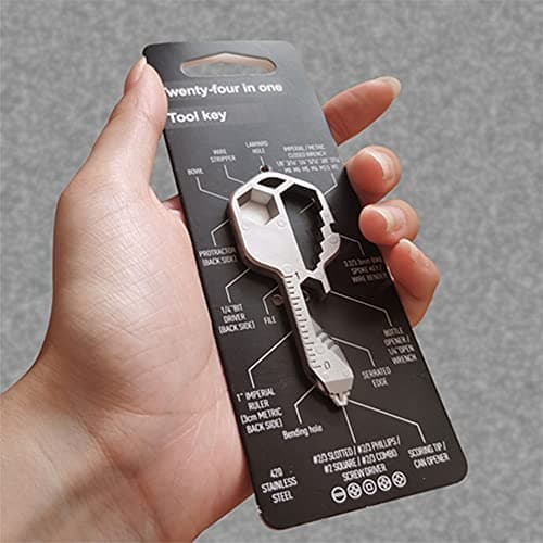 BDHI 1pc 24 in 1 Multi-Tool Key Stainless Steel Portable Tool Keychain Mini Multi-Tool Key for Men Husband Dads Employee(D35-1), Multi,silver — view 6