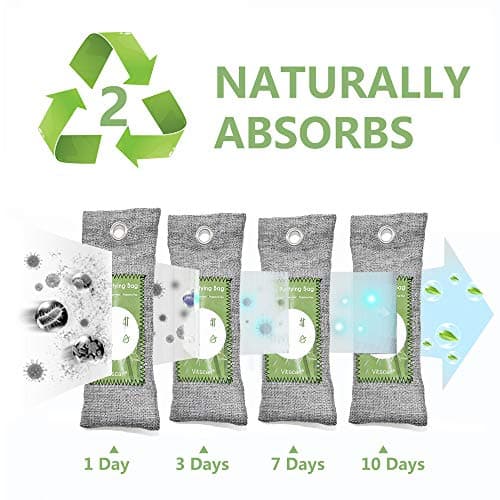 12 Pack Bamboo Charcoal Air Purifying Bag, Activated Charcoal Bags Odor Absorber, Moisture Absorber, Natural Car Air Freshener, Shoe Deodorizer, Odor Eliminators For Home, Pet, Closet (8x50g, 4x200g) — view 5