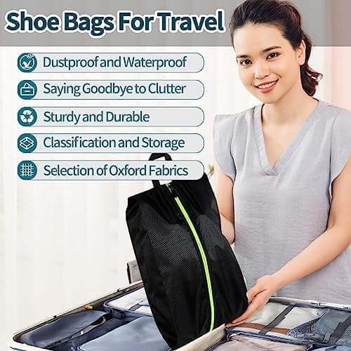 Eopres Shoe Bags for Travel - Set of 3 Pack Large Capacity Oxford Fabric Shoe Bags, Multi-Functional Dust-Proof and Waterproof Men & Women Travel Shoe Bag, Black, XX-Large, A — view 6