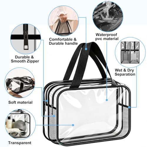 Funnasting Clear Toiletry Bag, Waterproof PVC Travel Wash Bag — view 5