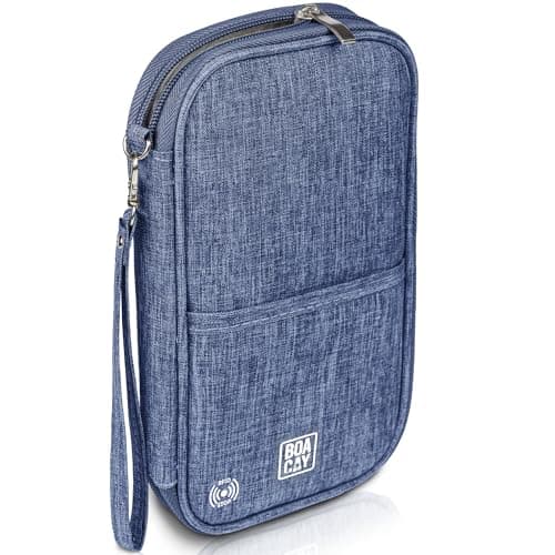 BOACAY Family Passport Holder, RFID Travel Wallet for Women & Men, Document Organiser, Holiday Essentials & Waterproof Cover for Tickets, Money, Cards