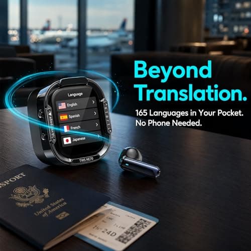 AI Translation Earbuds Real Time, 2026 New NE70 Language Translator Headphones with Touch Screen, Audifonos Traductores Inglés Español, Bluetooth Translating Device Support 164 Languages-White — view 3