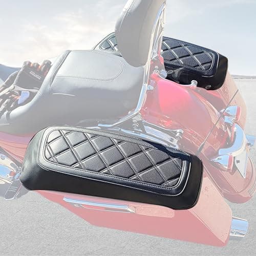ONETK WOWTK Hard Saddlebag Lid Bra/Covers for Harley Davidson 2014-2023 Touring Road Glide FLTRX Electra Glide FLHT Road King FLHR Street Glide FLHX and Tri Glide Models,w/Red Stitching — view 5