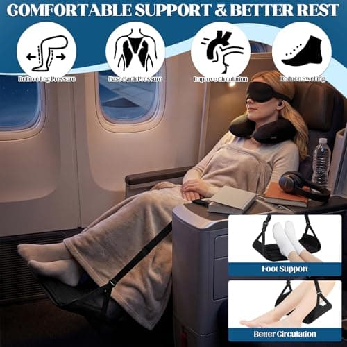 KATLKIU Foot Hammock for Flights, Airplane Travel Foot Rest, Bamboo Support — view 6