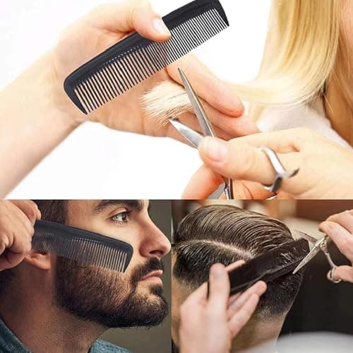 MNFPSJB 4 Pack Black Pocket Hair Combs, Dual-Sided Fine & Standard Teeth Styling Combs for Men and Women, Compact Travel Comb for Home Salon Barber, Black — view 4