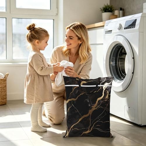 Black Gold Marble Travel Laundry Bag With Handle, 2pcs Large Waterproof Dirty Clothes Bags With Zipper, Foldable Swimsuit Workout Bag Washable Wet Clothes Storage Organizer For Dorm — view 6