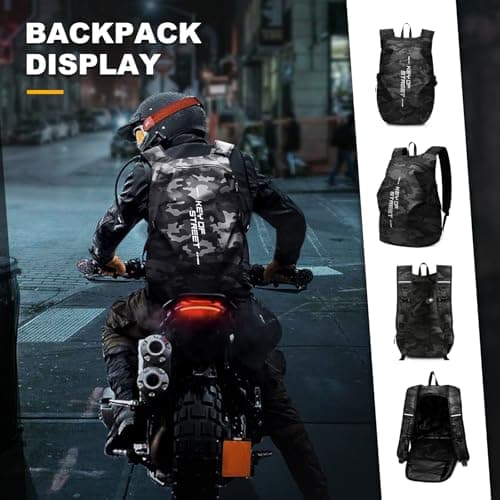 WEPLAN Motorbike Helmet Bag Backpack Mens Womens Motorcycle Backpack Mens Waterproof Motorcycle Motorbike Rucksack with Large Capacity,Black L — view 3