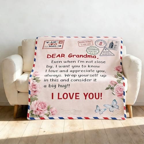 twirush Gifts for Grandma, 60 × 50 in Grandma Gifts from Grandchildren, Unique Design Blanket for Granny on Birthday, Cozy Floral Print Flannel Throw Blankets, Pink — view 4