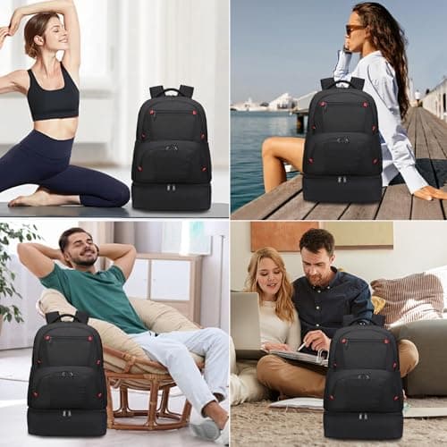 seyfocnia Gym Backpack for Men, Waterproof Sports Backpack With Shoe Compartment Lightweight Workout Trainning Back pack Casual Travel Daypack (Black With Red Dots 20inch) — view 6