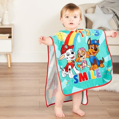 Paw Patrol Poncho Towel 100% Cotton Terry 12M+ Super Absorbent Machine Washable 50 x 50cm Unisex Baby Bath Beach Swimming Towel for Children with Hood — view 3