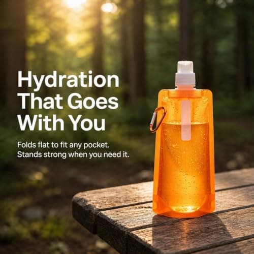 Meralo 12 Pack Collapsible Water Bottles 500ml with Carabiner Clip — view 5