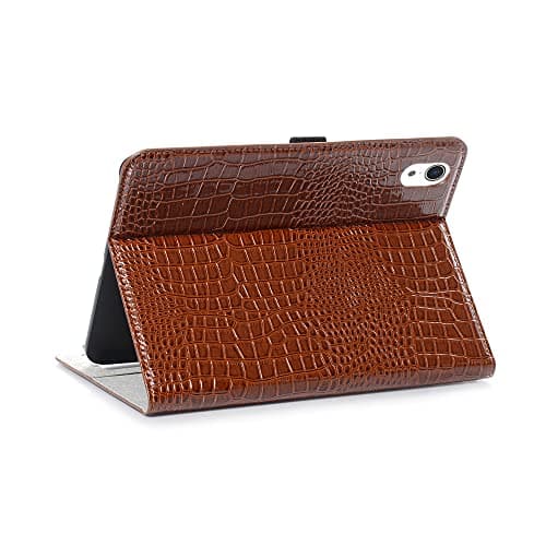 DMaos for iPad Mini 7th 6th Case, Crocodile Reflector Leather Stand Folio Case Smart Cover, Classic Fashion Protector for iPadMini 7/6 8.3 inch 2024/2021 - Brown — view 5