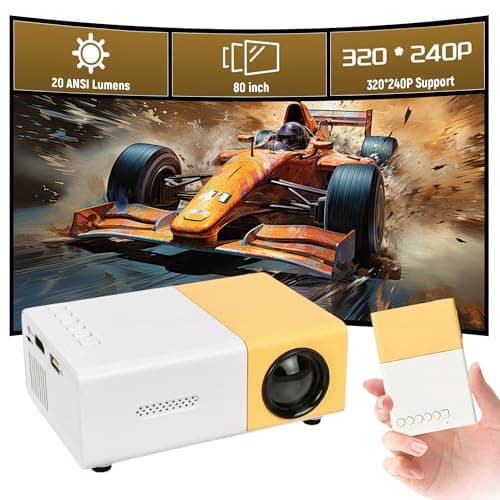 KINMRIS YG300 Mini Projector, Portable Outdoor Movie Projector, Compatible with Smartphones/Laptop/USB for Home, Bedroom, Outdoor Use