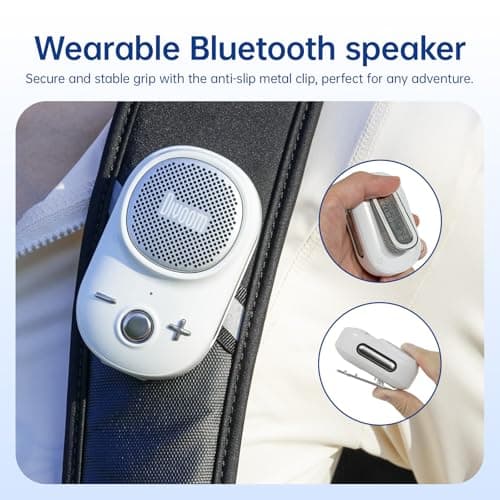 Divoom Itour-S Portable Mini Wearable Bluetooth Speaker, Big Audio and Punchy Bass,Clip-On Design, IP67 Waterproof and Dustproof,10 Hours Playtime,Outdoor Speaker for Home Travel Office (White) — view 5
