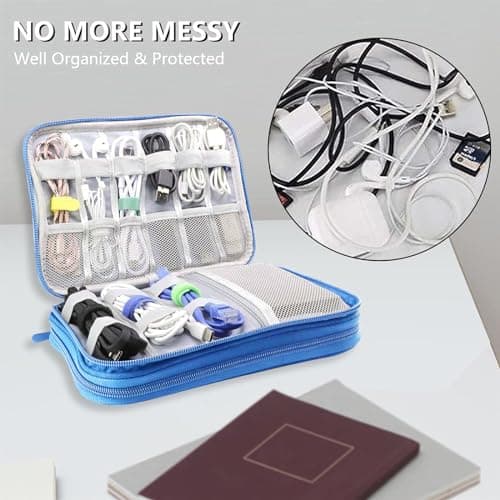 Teskyer Travel Cable Organiser Bag, Travel Essential, Sky Blue — view 2