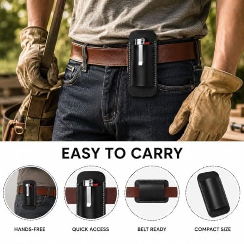 HOQBFSN Genuine Cowhide Leather Multitool Sheath Horizontal EDC Belt Pouch Compact Tool Holster Pocket Organizer with Belt Clip for Men Black — view 4