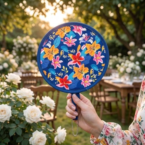 Skynelle Hand Fan 8 Pack Round Folding Portable Paper Fans Japanese Chinese Style Summer Cooling for Wedding Party Festival Home Decor Photo Props Outdoor Events Reusable Decorative Handheld Set — view 5