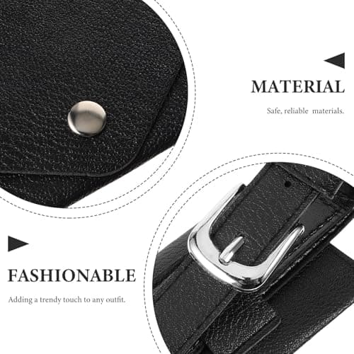Waist Bag Artificial Leather for Running Black Fanny Pack — view 3