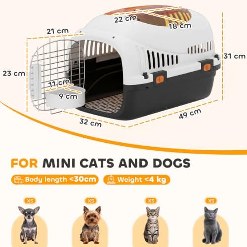 PawHut Plastic Cat Carrier Top Load for Small Pets 49 x 32 x 31 cm Black — view 3