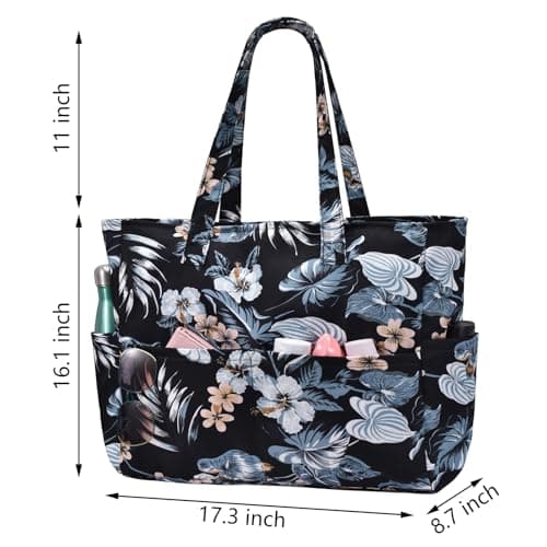 oscaurt Beach Bag Large Tote Bag for Women with Zip Waterproof Weekend Bag Casual Shoulder Handbags for Gym Swimming Saunas — view 4