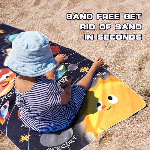 WERNNSAI Planet Microfibre Beach Towel for Kids, 76 x 150cm Bath Towel — view 5