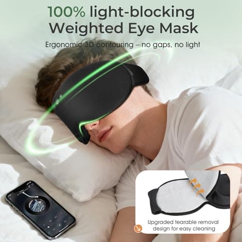MUSICOZY Bamboo Cotton 3D Weighted Sleep Mask Headphones for Side Sleepers — view 3