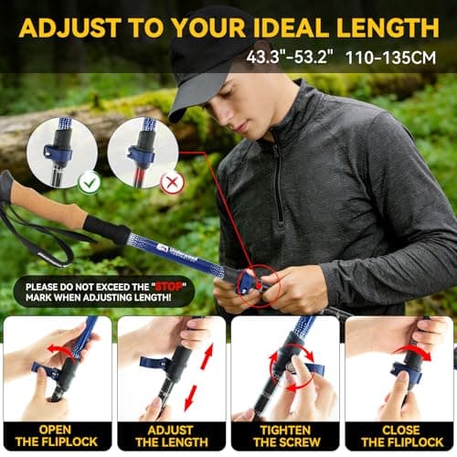 Carbon Fiber Walking Sticks for Men and Women,2Pack Trekking Pole forHiking — view 5