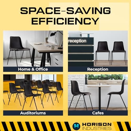Horison Industries Stackable Plastic Chairs, Black, 20 Pack, 80x45x36cm — view 4