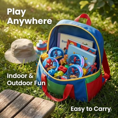 Marvel Spiderman Spring & Light Up Yoyo Toy Set for Kids 3+ – Official Superhero Fidget Toys, Sensory Bouncing Coil & LED Yo-Yo, Indoor Outdoor Play, Party Bag Filler, Birthday Gifts for Boys Girls — view 6
