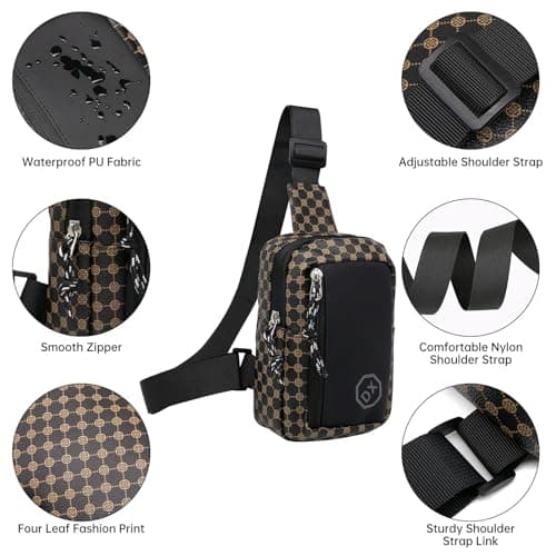 Long Keeper Small Sling Bag Chest Bag Vegan Leather Cross Body Shoulder Bag for Men Women Mini Crossbody Phone Bag Waterproof Travel Outdoor Small Man Bag — view 5