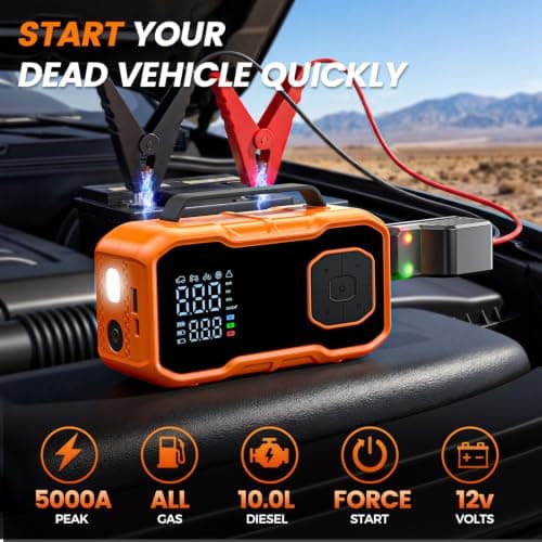 Jump Starter Power Pack, Car Battery Booster Jump Starterwith Tire Inflator — view 2
