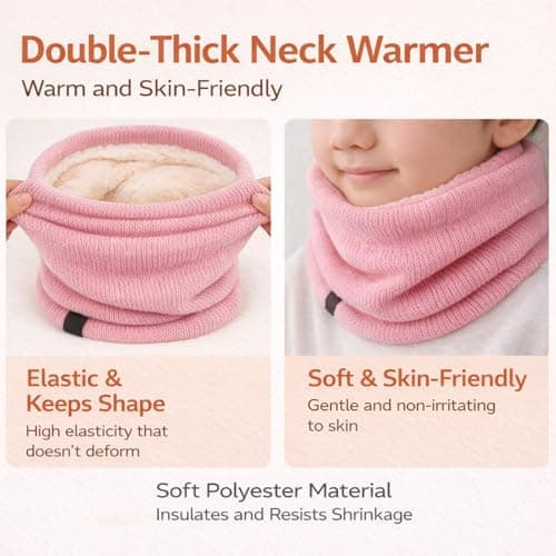Knitted Snood Neck Warmer, Dusty Pink Plush-Lined Pull-On Tube, 1-Pack — view 4