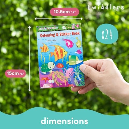 THE TWIDDLERS 24 Mini Colouring Books for Party Bags with Stickers, A6 Size - Multipack Kids Party Bag Fillers and Favours, Ideal for School Classrooms, Travel, Birthdays, Weddings, Restaurants — view 6