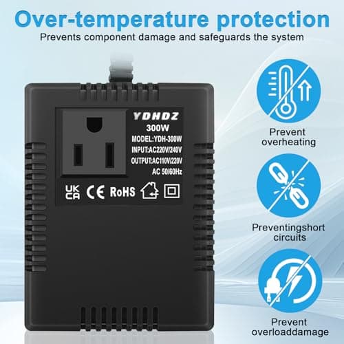 300W Step-Down Power Supply voltage converter 220V/240V to 110V/120V(UK Plug), Smart and Efficient Temperature-Protected Adapter, Suitable for WiFi, POS Machines and Power Bank — view 5