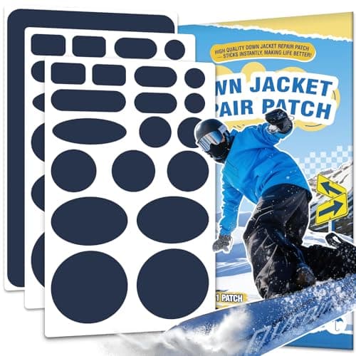 35Pcs Down Jacket Repair Patch Kit Pre-Cut Nylon Patches for Clothes Self-Adhesive Fabric Tape Waterproof Lightweight Outdoor Gear Tenacious Repair Tape for Puffer Jacket Coat Tent Backpack(Navy Blue)