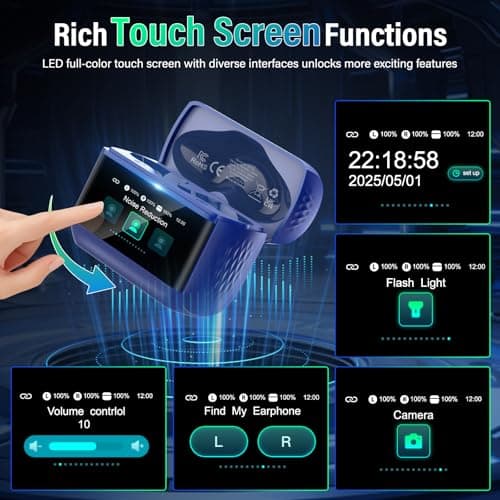 ZYHKON Wireless Earbuds, 2026 Bluetooth 5.4 Headphones In Ear with ANC/ENC Noise Cancelling Mic, HiFi Stereo Bluetooth Ear buds with Multifunctional Touchscreen, 5 EQ Modes Bluetooth Earphones, Blue — view 4