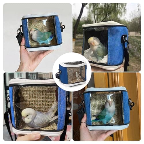 Bird Travel Carrier, Bird Travel Bag, Bird Carrier, Bird Parrot Backpack, Parrot Travel Cage, Lightweight, Easy to Carry, for Parrot Parakeet Mini Animals for Travel Hiking Camping, 16CM x 13CM x 9CM — view 6