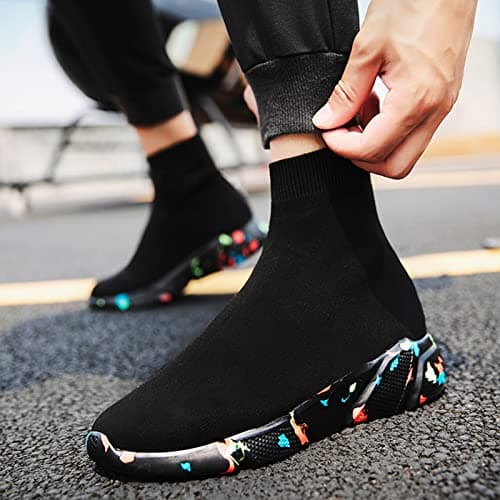CERYTHRINA Athletic Walking Shoes Knit Weave Mesh Socks Running Shoes Lightweight Breathable Fashion Sneakers Road Fitness Train Dance Gym Casual Platform Loafers Camouflage 45 — view 3