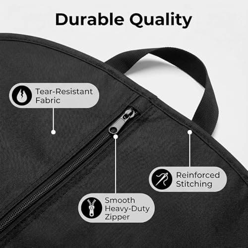 2 Pack Premium Suit Bags for Men & Women, Black Garment Bags with Handles & Full Zipper, Breathable Dust Covers for Clothes Storage Travel, Foldable Suit Carrier for Coats, Dresses Jackets (2) — view 3