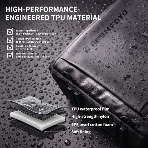 Besnfoto Camera Backpack, Waterproof Travel Camera Bag for Photographer Expandable Roll Top Photography Case for DSLR SLR Mirrorless Camera Fit up to 15.6 inch Laptop with Rain Cover — view 3