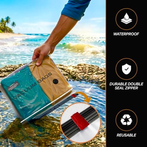 15 Pack Reusable Vacuum Storage Bags for Travel with Wireless Pump - Airline Approved Space Saving Compression Bags for Clothes - Luggage Organiser Set for Suitcases, Holidays and Business Trips — view 3