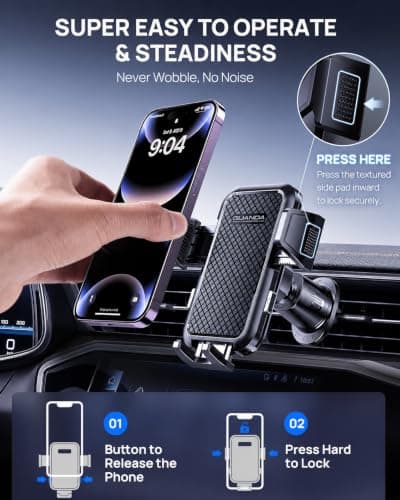 2026 Newest Car Phone Holder Air Vent, Upgrade Hook Clip Mobile Phone Holder for Cars, 360° Rotable Car Phone Mount, Handsfree Phone Cradle for iPhone 15 14 13 12 Pro Max All 4''-7'' Smartphones — view 4