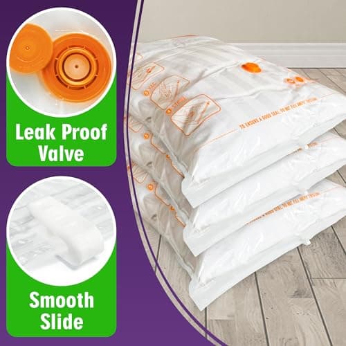 STORAGE MASTER Space Saver Bags for Travel and Home Reusable Vacuum Storage Bags Save 80% More Storage Space Work with Vacuum Cleaner (9 Large, No Pump Included) — view 3