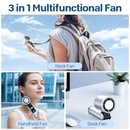 Vtizikl Portable Handheld Fan,100 Speed Rechargeable Hand Held Fan with Digital Display,4000mAh Battery,Ice Cooling,3 in 1 Foldable Turbo Mini Fan for Travel Office Camping — view 3