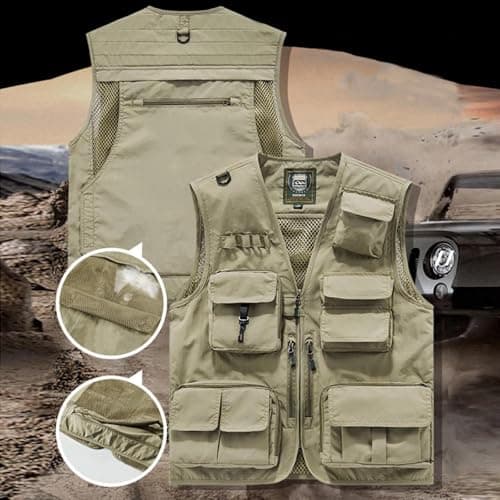Men’s Utimen’s Utility Giletlity Gile Cargo Vests with Multi Pockets Outdoor Lightweight Travel Security Vest Plus Size Sleeveless Zip up Jackets for Tool Work Fishing Hiking — view 5