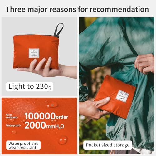 Naturehike Packable Backpack - Ultra Lightweight Foldable Daypack, PU2000mm Waterproof 30D Nylon Compact Hiking Rucksack for Travel Camping Outdoor（Orange 25L — view 4