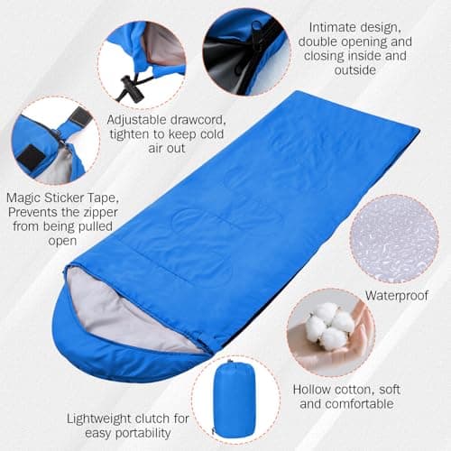 Macarrie 6 Pack Camping Sleeping Bags Bulk for Adults, 4 Season Cold Weather Sleeping Bag with Compression Sack Lightweight Waterproof Essential Gear for Backpacking Hiking Travel(Bright Colors) — view 5