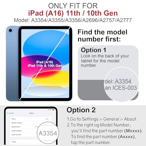 GALTD for iPad A16 Case Smart, 11th Generation 11inch/iPad 10th Generation Case 10.9" (2025-2022) Auto Wake/Sleep Cover, Slim Stand Cover with Hard Back, Support Touch ID, White — view 2