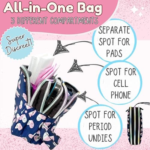 Mark And Lola’S First Period Pal Pack Gift Box | Kit For Tweens & Teens Pads, Panty Liners, Confidence-Boosting Essentials, Discreet Bag (Hearts) — view 5